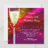 Invitation 50 & Fabuleux Pink Red Gold Black fête d'anniversa (Dos)