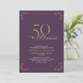 Invitation 50 & Fabuleux Purple & Gold Calligraphy Anniversai (Debout devant)