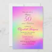 Invitation 50 Fabuleux Rainbow Tie Dye Pink Chic Anniversaire (Devant)