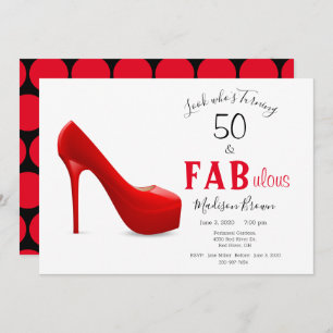 Invitation 50 & Fabuleux Red Black Girly Stilleto Anniversair