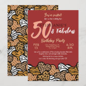 Invitation 50 & Fabuleux Red Wild Hearts Cinquante Anniversai (Devant / Derrière)