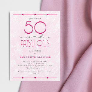 Invitation 50 & Fabuleux Retro Vintage rose Anniversaire