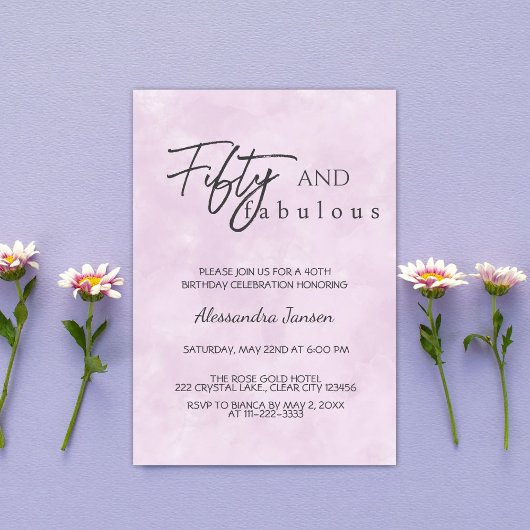 Invitation 50 & Fabuleux Rose Clair 50e Anniversaire