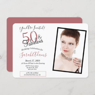 Invitation 50 & Fabuleux Rose Gold 50th Birthday Party Photo