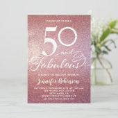 Invitation 50 Fabuleux Rose Gold Parties scintillant Annivers (Debout devant)
