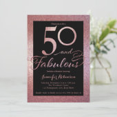 Invitation 50 Fabuleux Rose Gold Parties scintillant Annivers (Debout devant)