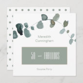 Invitation 50 & Fabuleux Sage Simple Carré d'anniversaire (Devant / Derrière)