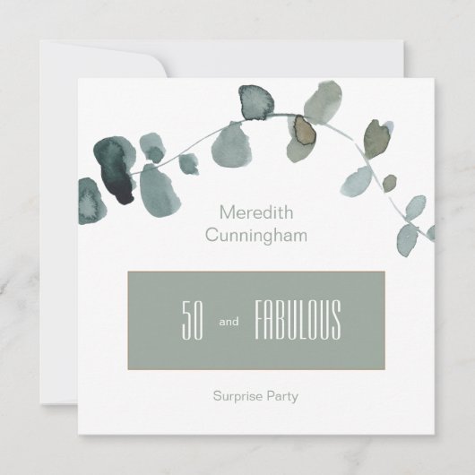 Invitation 50 & Fabuleux Sage Simple Carré d'anniversaire (Devant)