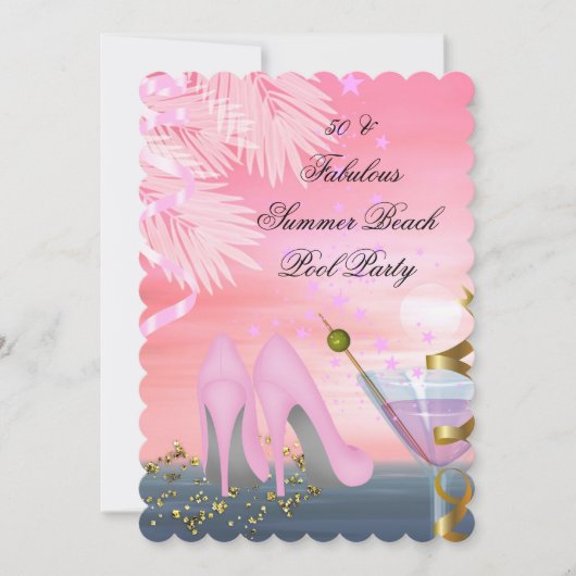 Invitation 50 Fabuleux Summer Pink Cocktail Fête des talons (Devant)