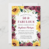 Invitation 50 & Fabuleux Sunflower Bourgogne Rose Anniversair (Devant)