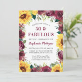 Invitation 50 & Fabuleux Sunflower Bourgogne Rose Anniversair (Debout devant)