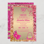 Invitation 50 & Fabuleux talons hauts Glam doré rose (Devant / Derrière)
