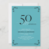 Invitation 50 & Fabuleux Turquoise Noir & Blanc Anniversaire (Devant)