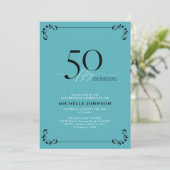 Invitation 50 & Fabuleux Turquoise Noir & Blanc Anniversaire (Debout devant)