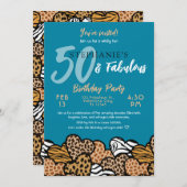 Invitation 50 & Fabuleux Turquoises Coeurs sauvages Cinquante (Devant / Derrière)