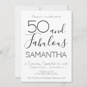 Invitation 50 & Fabulous 50th Birthday Party Black Elegant (Devant)