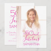 Invitation 50 & Fabulous 50th Birthday Party Minimal Photo (Devant / Derrière)