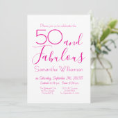 Invitation 50 & Fabulous 50th Birthday Party Pink Elegant (Debout devant)