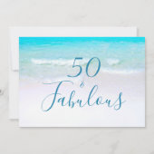 Invitation 50 Fabulous Beach Blue Modern Photo Typographie (Dos)