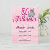 Invitation 50 & Fabulous Chat, rose et gris, 50e anniversaire (Debout devant)
