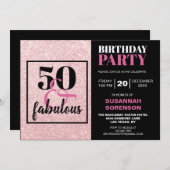 Invitation 50 & Fabulous Chic Parties scintillant rose fête d (Devant / Derrière)