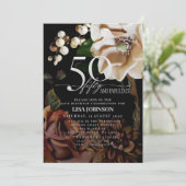 Invitation 50 & Fabulous Dark Moody Neutral Magnolia Floral (Debout devant)