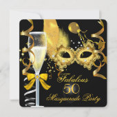 Invitation 50 & Fabulous Gold Black Masquerade Party (Devant)