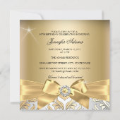 Invitation 50 & Fabulous Gold Leaf & Bow 50th Birthday Invita (Dos)