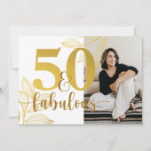 Invitation 50 & Fabulous Gold Photo fête d'anniversaire (Devant)