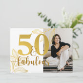 Invitation 50 & Fabulous Gold Photo fête d'anniversaire (Debout devant)