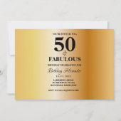 Invitation 50 & Fabulous Gold Photo fête d'anniversaire (Dos)