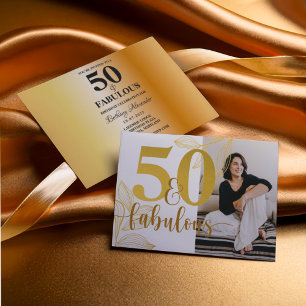 Invitation 50 & Fabulous Gold Photo fête d'anniversaire