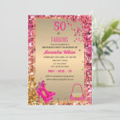 Invitation 50 & Fabulous Gold Pink Glittery High Heels (Debout devant)