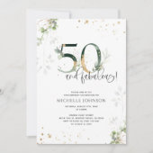Invitation 50 & Fabulous Green Gold Botanical Anniversaire (Devant)