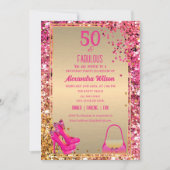 Invitation 50& Fabulous High Heels or rose Parties scintillan (Devant)