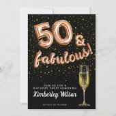 Invitation 50 & Fabulous Parties scintillant Black Rose Gold  (Devant)