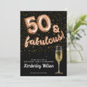 Invitation 50 & Fabulous Parties scintillant Black Rose Gold  (Debout devant)