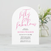 Invitation 50 & Fabulous Pink Modern Script 50th Birthday  (Debout devant)