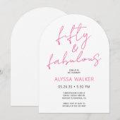 Invitation 50 & Fabulous Pink Modern Script 50th Birthday (Devant / Derrière)