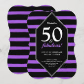 Invitation 50 & Fabulous Purple & Black 50th Birthday Party (Devant / Derrière)