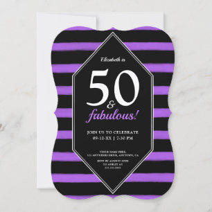 Invitation 50 & Fabulous Purple & Black 50th Birthday Party