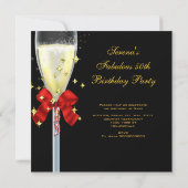 Invitation 50 & Fabulous Red Gold Black fête d'anniversaire (Dos)