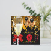 Invitation 50 & Fabulous Red Gold Black fête d'anniversaire (Debout devant)