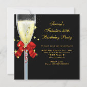 Invitation 50 & Fabulous Red Gold Black fête d'anniversaire (Dos)