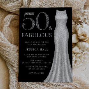 Invitation 50 & Fabulous Silver Sparkle robe 50e anniversaire