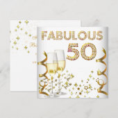 Invitation 50 Fabulux Anniversaire Champagne Doré (Devant / Derrière)