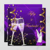 Invitation 50 & Fantastic Purple Gold Chaussures (Devant / Derrière)