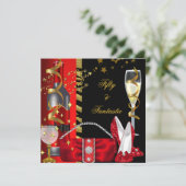 Invitation 50 & Fantastic Red Black Gold fête d'anniversaire (Debout devant)