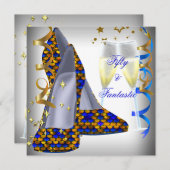 Invitation 50 & Fantastique Chaussures Blanches Séquins Bleus (Devant / Derrière)