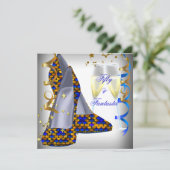 Invitation 50 & Fantastique Chaussures Blanches Séquins Bleus (Debout devant)